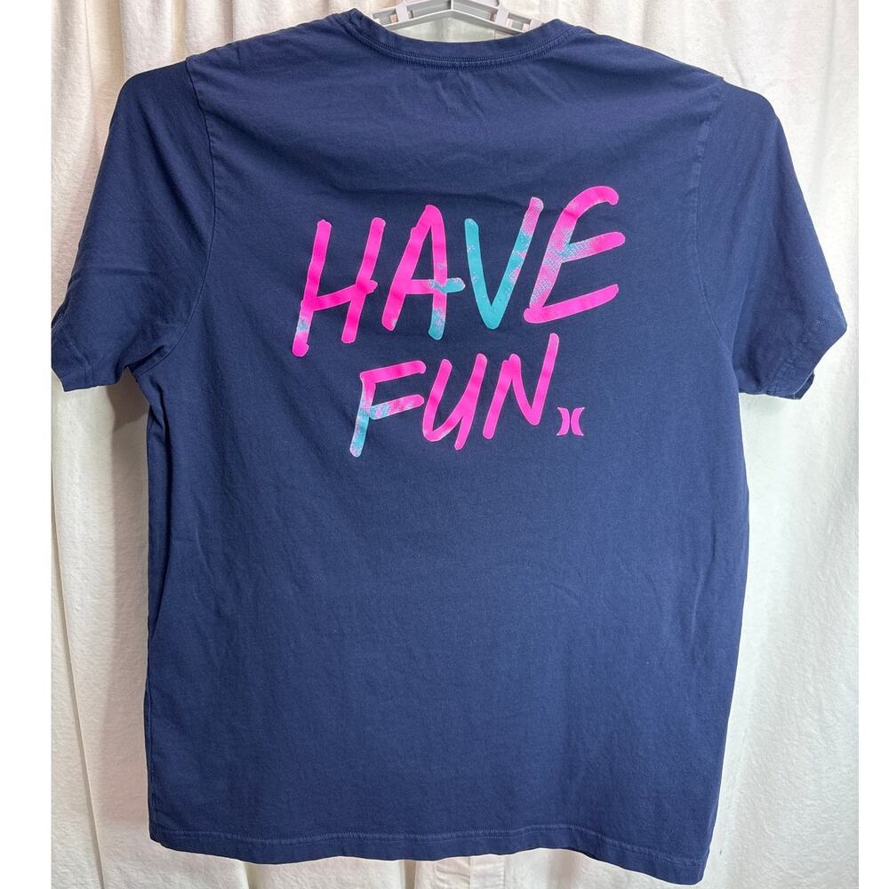 Hurley Navy Blue Vinyl Graphic Have Fun / Smiley Face T-Shirt Men's Size XXL